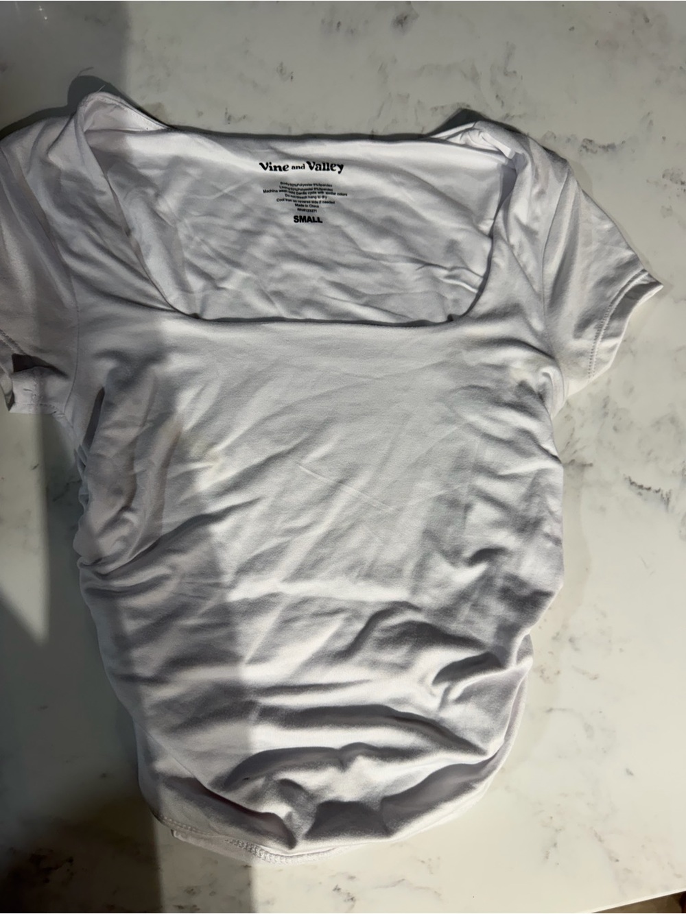 Vine and Valley Women's White Scoop Neck Short Sleeve Tee
